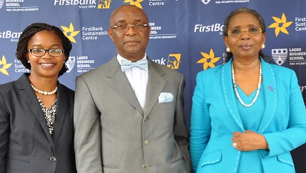 L-R: Dr. Ijeoma Nwagwu, Centre Manager, FirstBank Sustainability Centre; Dr. Chris Ogbechie, Director, FirstBank Sustainability Centre; Mrs.  Ibukun Awosika, CEO, The Chair Centre, at the FirstBank Sustainability Workshop for Women-Led SMEs in Lagos recently.